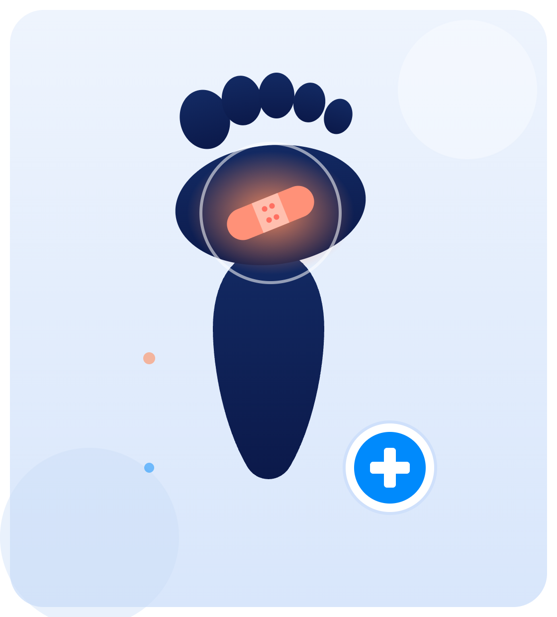 Illustration of a foot with a dressed diabetic wound